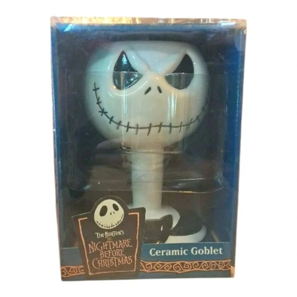 Rare Tim Burton Nightmare Before Christmas Jack Skellington Ceramic Goblet‎